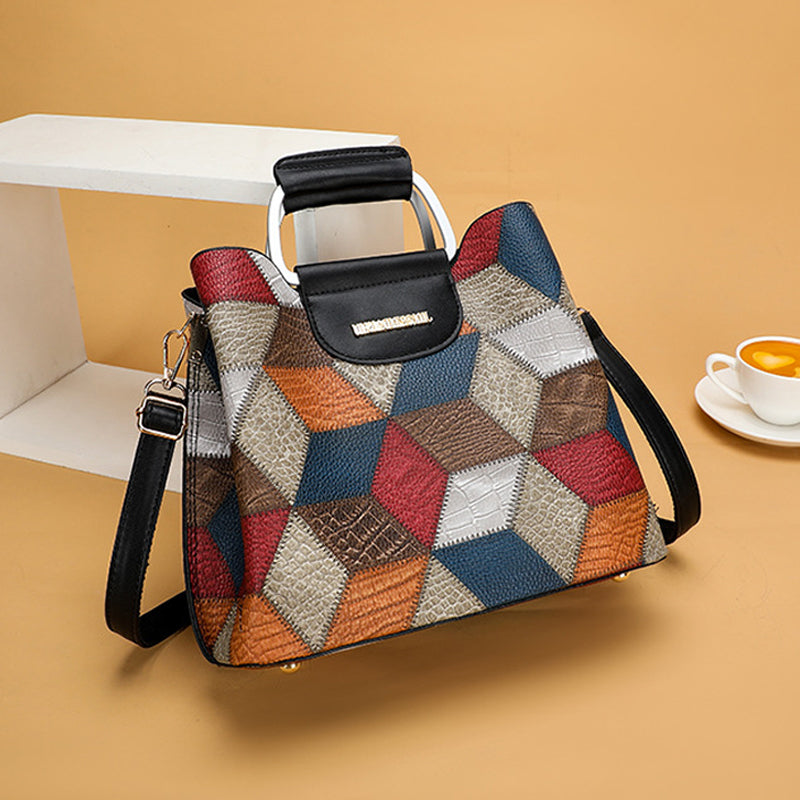 Сумка через плечо с несколькими отделениями в полосатую клетку