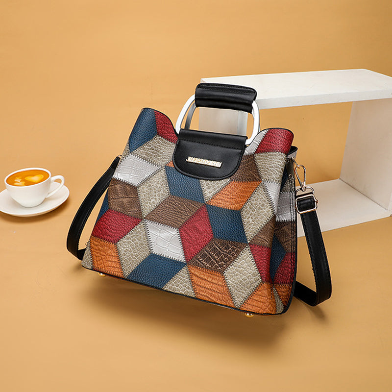 Сумка через плечо с несколькими отделениями в полосатую клетку