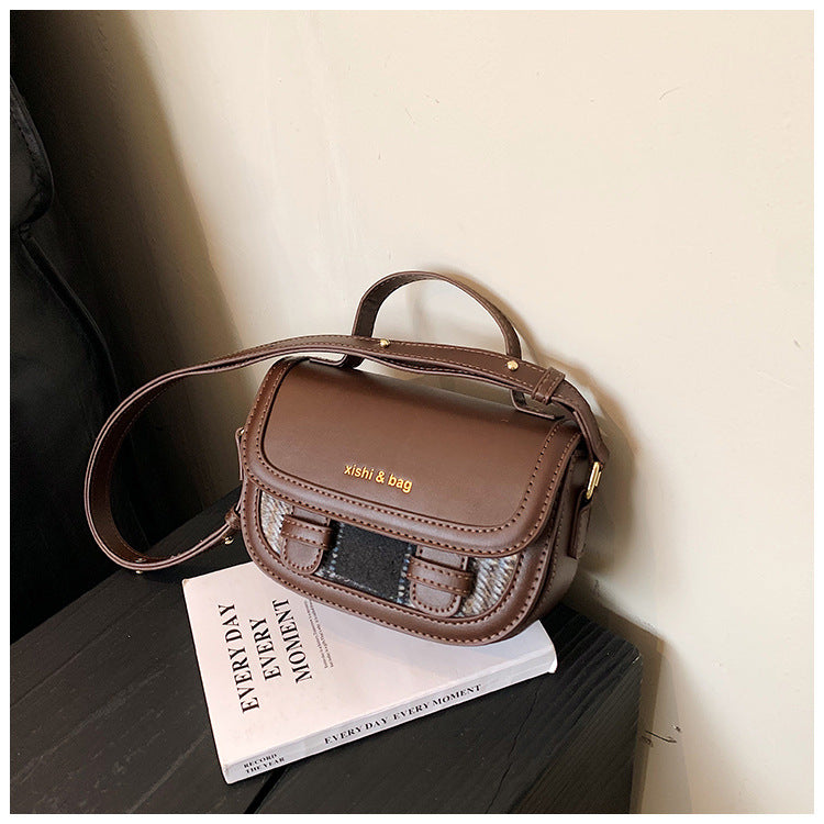 Контрастная сумка через плечо из многослойного материала Saddle Denim Wool