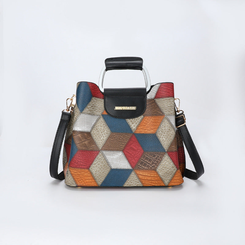 Сумка через плечо с несколькими отделениями в полосатую клетку