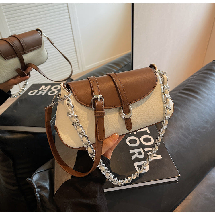 Сумка-багет French Niche Chain Underarm Contrast Baguette