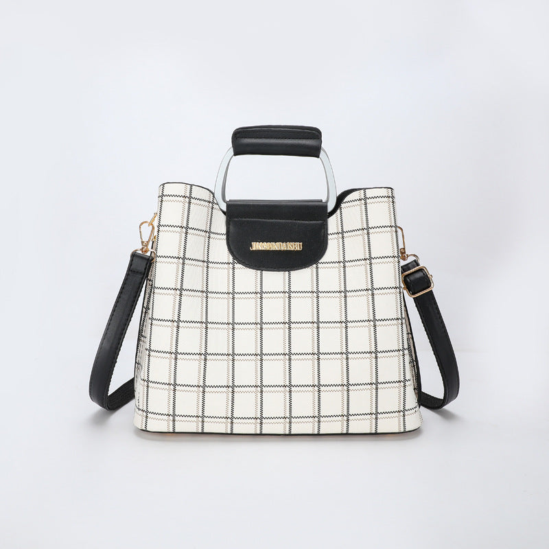 Сумка через плечо с несколькими отделениями в полосатую клетку