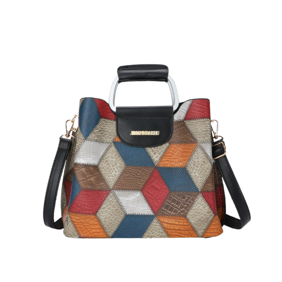 Сумка через плечо с несколькими отделениями в полосатую клетку