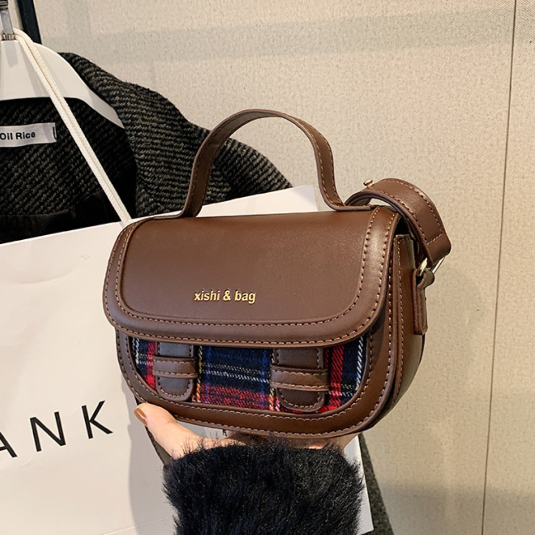 Контрастная сумка через плечо из многослойного материала Saddle Denim Wool