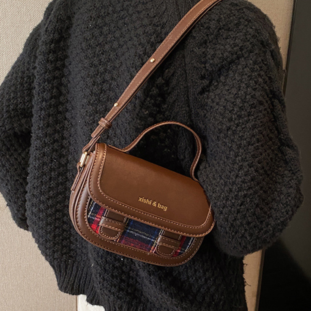 Контрастная сумка через плечо из многослойного материала Saddle Denim Wool