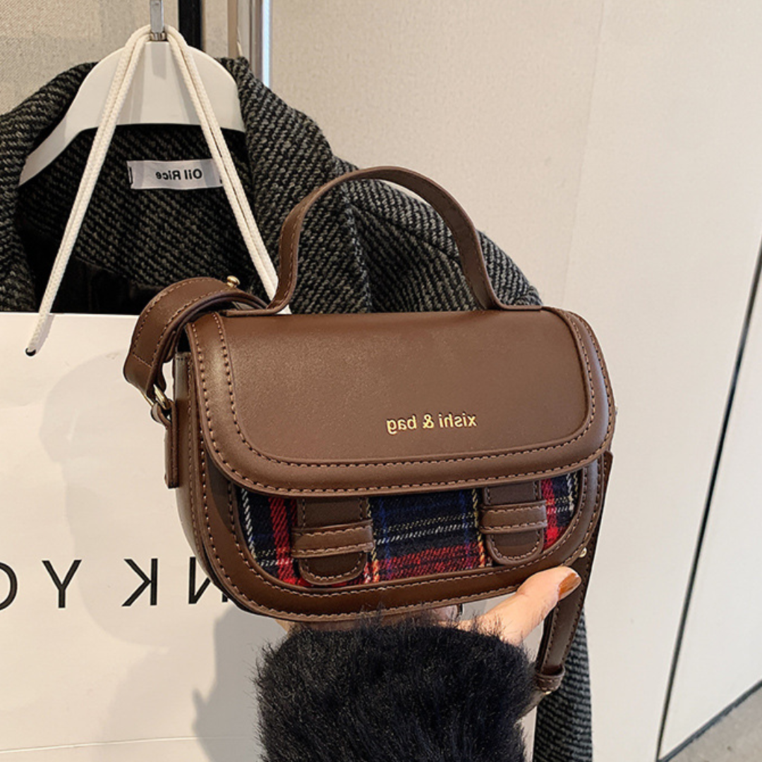 Контрастная сумка через плечо из многослойного материала Saddle Denim Wool