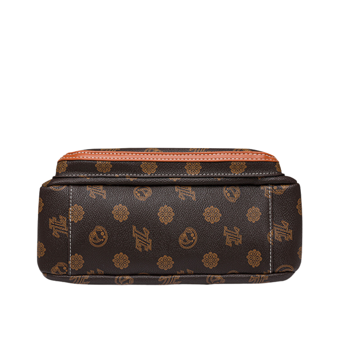 Маленькая квадратная сумка-мессенджер с принтом в стиле ретро и несколькими молниями