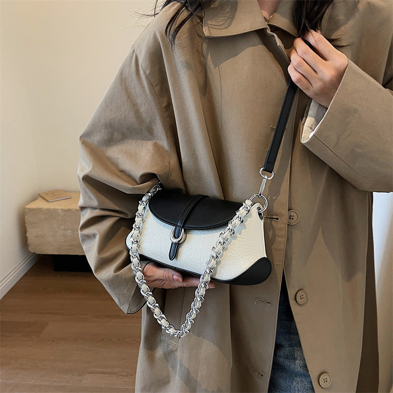 Сумка-багет French Niche Chain Underarm Contrast Baguette